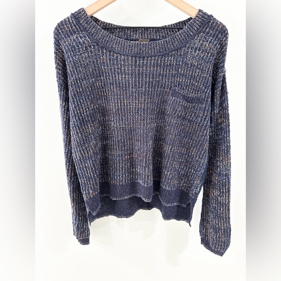 Free People Sweet Jane Crochet Back Sweater Navy Size Small - Picture 5 of 7